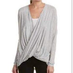 Cabi Taylor Twist Draped Long Sleeve Lightweight Heather Gray Top Small